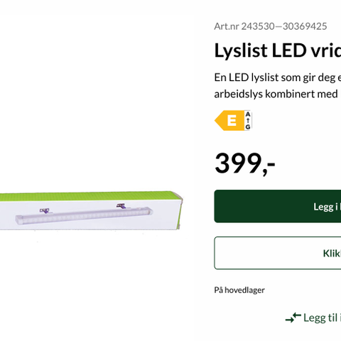 Lyslist LED vridbar 2,2W 12V