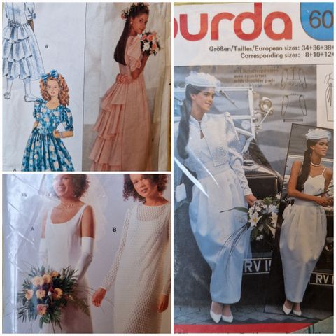 👰 SYMØNSTRE: Burda og Butterick. BRUDEKJOLER OG BRUDEPIKEKJOLE