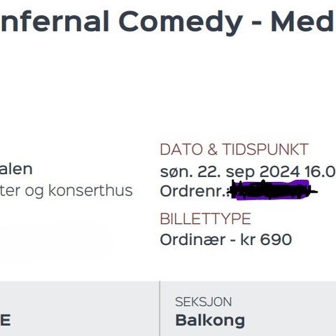 1 billett The Infernal Comedy - Med John Malkovich