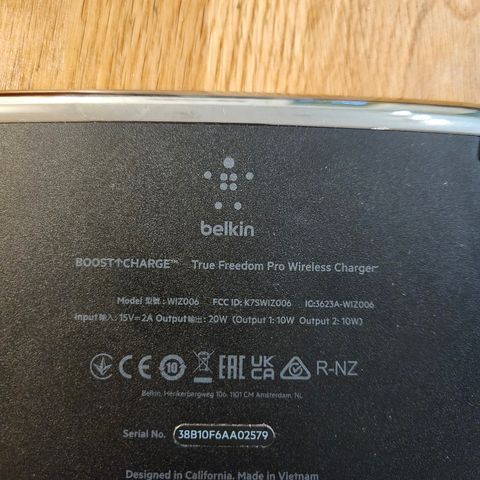 Belkin true freedom pro trådløs lader