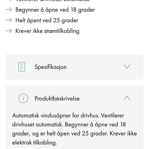 Automatisk vindusåpner til drivhus