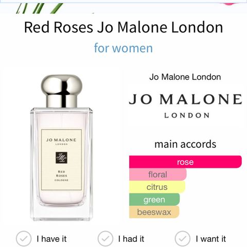 Jo Malone RED ROSES 10ml parfymeprøver / Dekanter