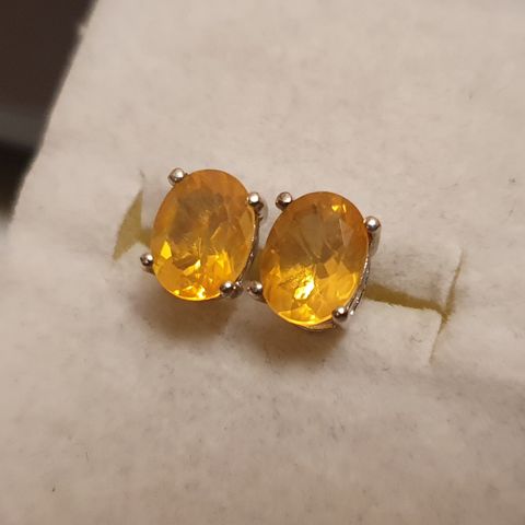 Mexican Fire Opal Silver 925 Sølv Limited Edition Stud Earrings Øredobber