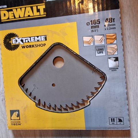 Dewalt extreme 165x20 48t ubrukt