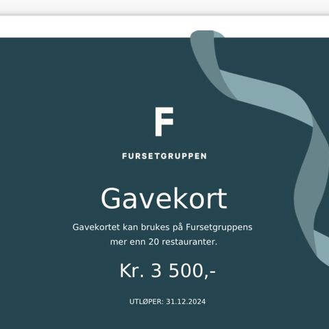 Furset gruppen gavekort verdi 3500,-