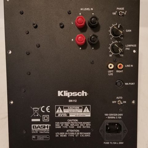 Klipsch R-112SW / R-115SW forsterker defekt ø.k