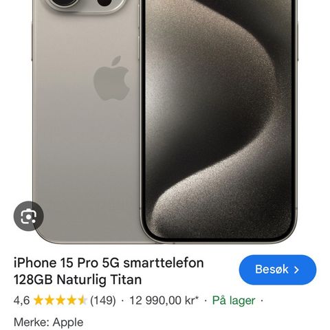 Ønsker å bytte Iphone 15 pro titan mot blå Iphone 15 pro