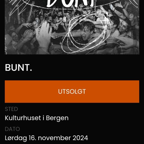 BUNT konsertbillett i Bergen