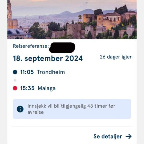 NY PRIS! 2 STK Værnes-Malaga inkl. ALT