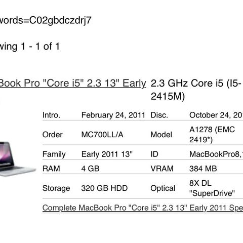 MacBook Pro 13" early 2011