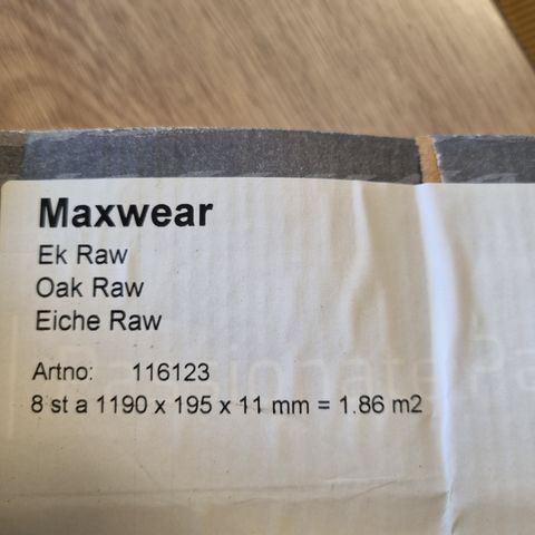 Vinylklikk M/Kork Maxwear Eik Raw