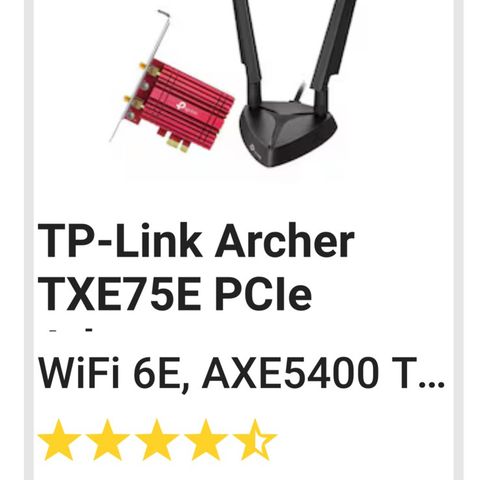 Tp-link archer nettwerkskort og bluetooth.