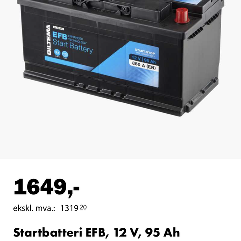 Startbatteri / bilbatteri / 12v batteri