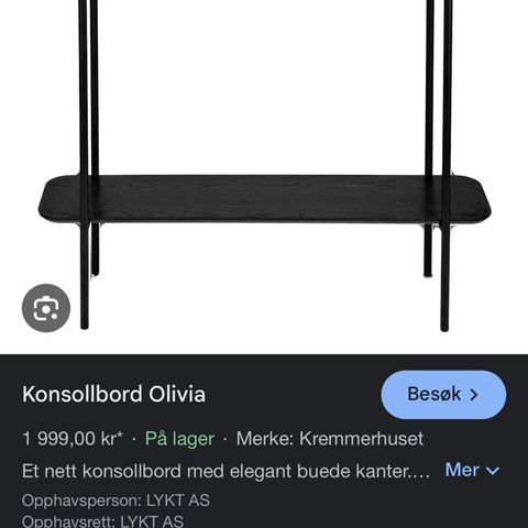 Konsollbord Olivia (kremmerhuset) (ny i eske)