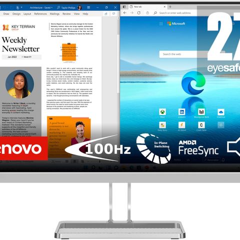 Nesten ny Lenovo L27i-40 27" IPS WLED skjerm selges