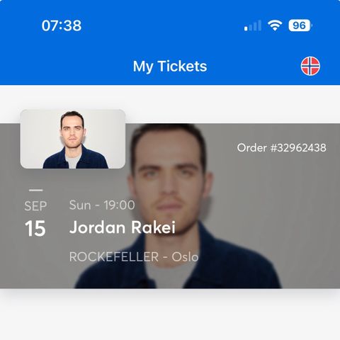 2 billetter Jordan Rakei 15.9.