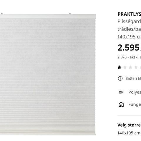 IKEA Praktlysning plisségardin