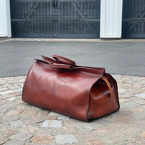 Ordentlig håndlaget  Vintage Skinn Duffel Bag