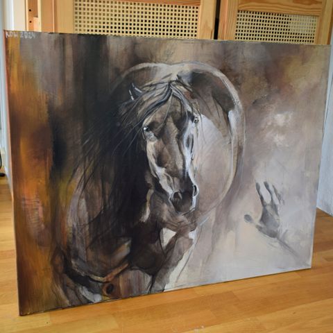 Equine serie , originalt akrylmaleri "Untamed" 90x70cm