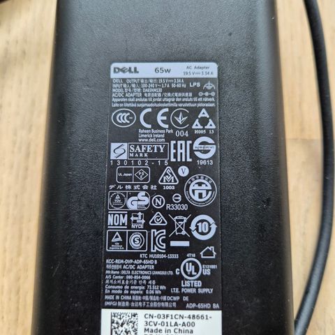 Dell bærbar PC lader 65W