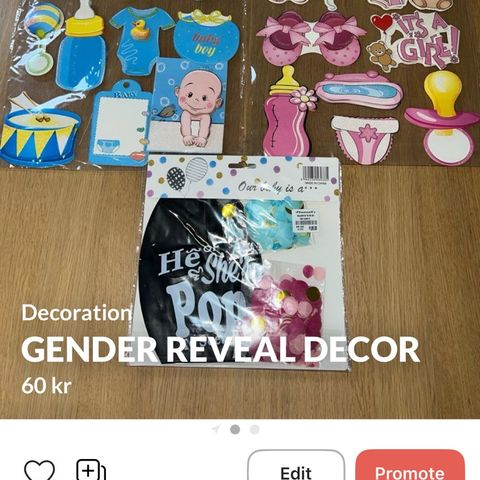 Gender reveal decoration