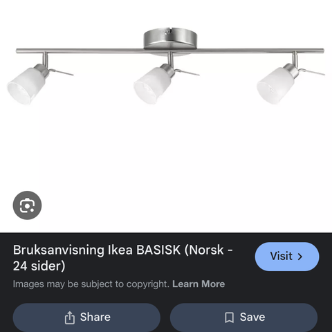 Taklampe IKEA uåpnet