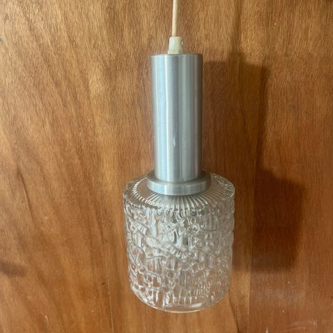 Flott Vintage dansk takpendel/taklampe i aluminium og glass