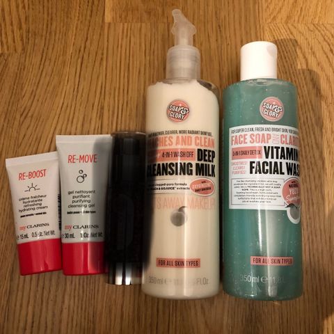 Produkter fra Soap and Glory og MyClarins