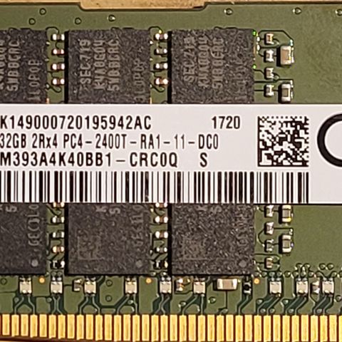 256 GB Samsung DDR4-2400 RDIMM PC4-19200T-R Dual Rank x4 Module