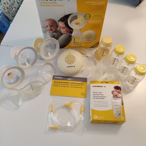 Medela Swing Flex pumpesett med ekstra utstyr!