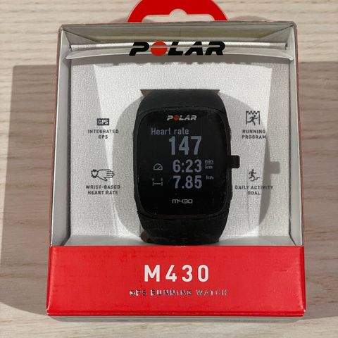 HELT NY! Polar M430 pulsklokke med GPS og tempomåling - sort