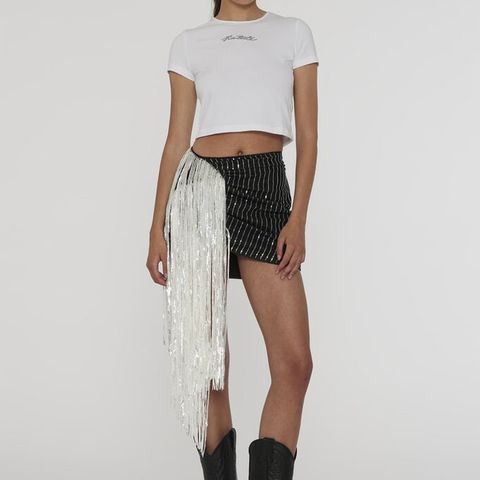 ROTATE sequin twill skirt