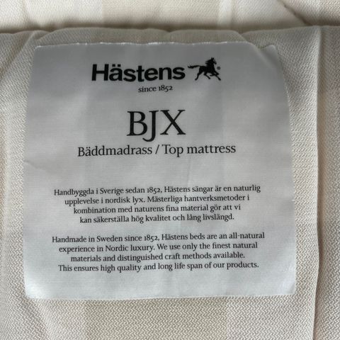 Hästens BJX overmadrass 180x200