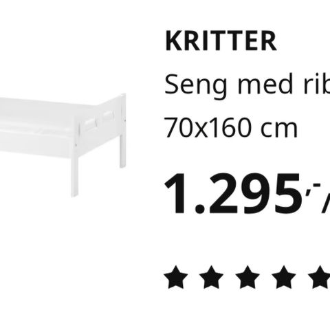 Kritter seng med sengebunn og sengehest