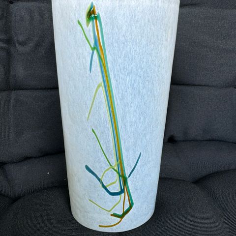 Vintage glass vase with signature