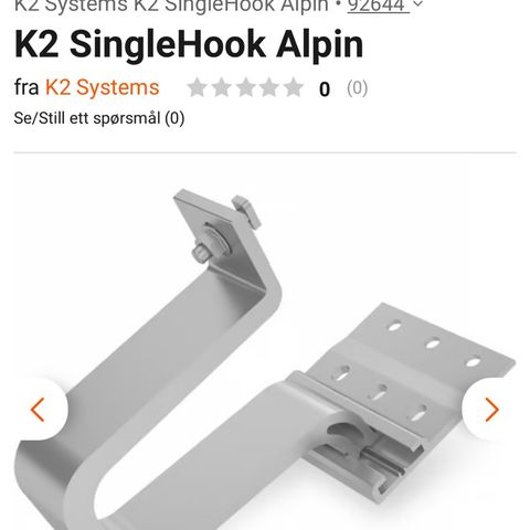 K2 Singlehook Alpin / Festeutstyr for solcelle