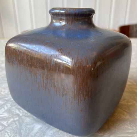 Vintage blå keramikk vase fra danske knabstrup, dansk design, midcentury modern