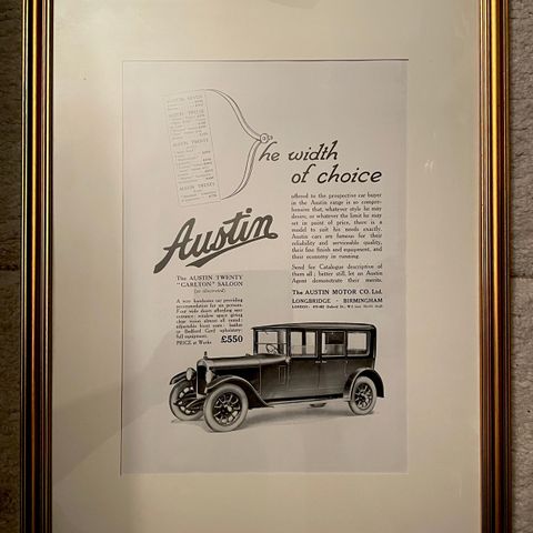 Austin & Dunlop bilreklame fra 1926 - reklame beregnet på damer