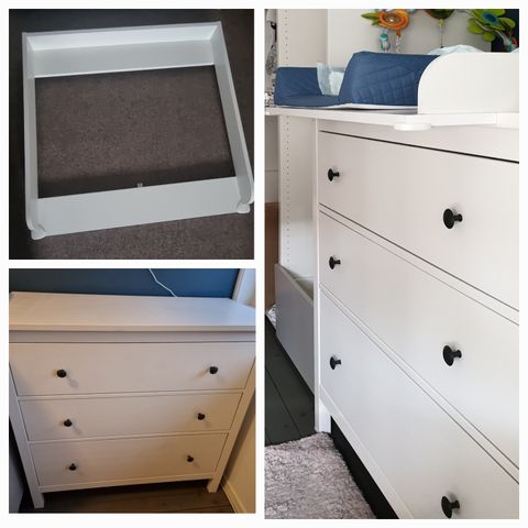 Kommode Hemnes fra IKEA med stellebordplate