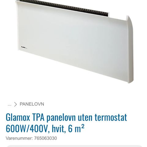 2 stk Glamox 600W panelovner