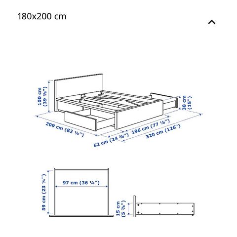 Seng, høy m 4 sengeskuffer. brun Fra IKEA .