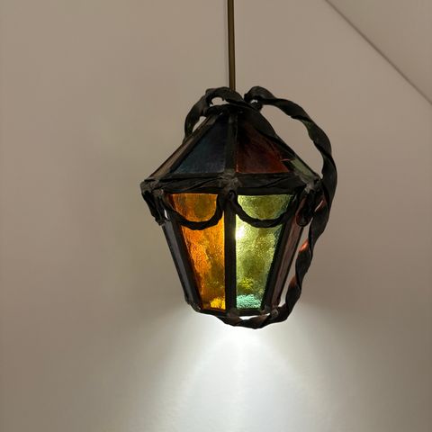 Blyglass lampe, 8kantet