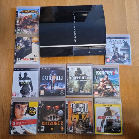 Playstation 3 med 11spill og 1 kontroller