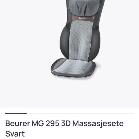 Beurer MG 295 3D Massasjesete Svart, massasje