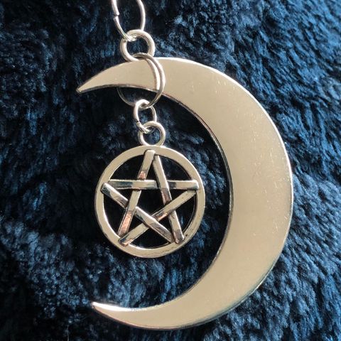 Måne pentagram kjede wicca heks stjerne Halloween smykke anheng