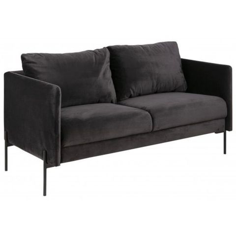 Svart velour 2-seter sofa