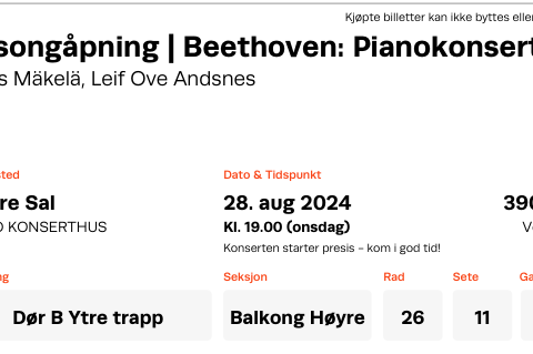 1 billett til Sesongåpning Oslo-Filharmonien onsdag 28.08.24