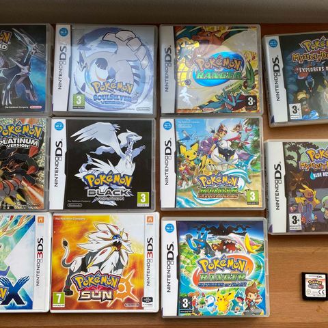 Diverse pokemon og andre spill til Nintendo DS og 3DS selges