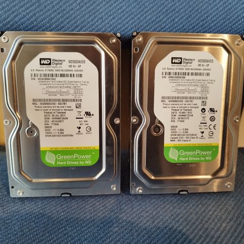 Western Digital 2stk 500GB SATA HDD