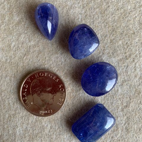 Tanzanite cabochon blå Edelsten, Lot, 4 stk på bildet nr.1